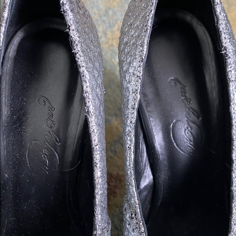 Rachel Comey Silver Metallic Fabric Heels Size 7.5 - Picture 3 of 7